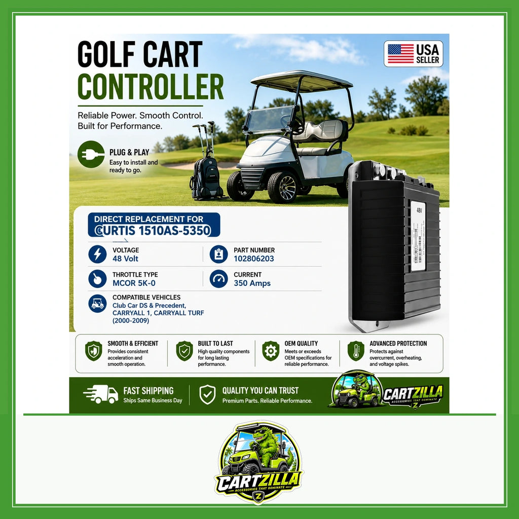 48V 350A Golf Cart Speed Controller for Club Car DS & Precedent (2000–2009) – Curtis 1510AS-5350