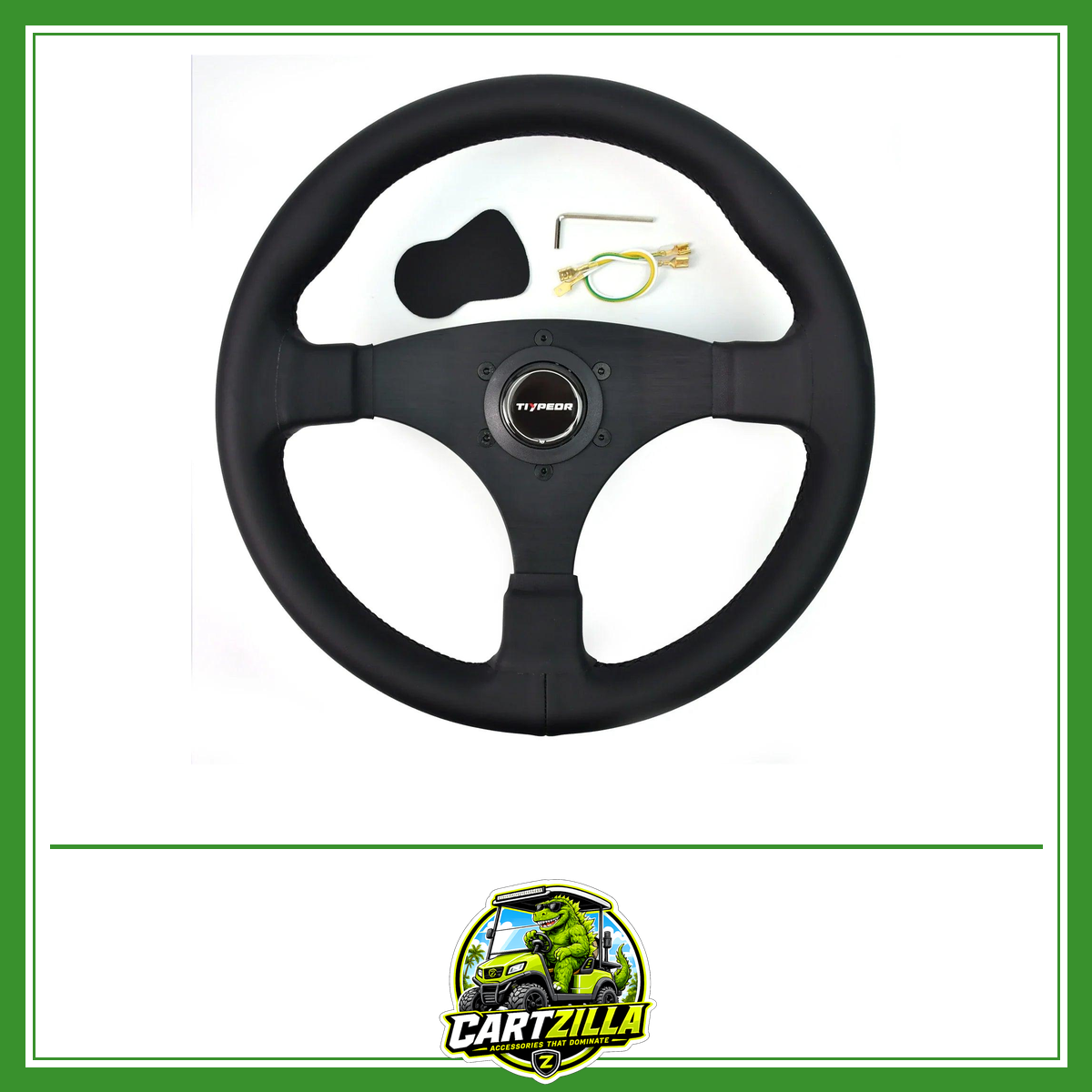 330mm Universal Microfiber Leather Sport Steering Wheel – 42mm Deep, Black-Golf Cart Steering Wheel-Cartzilla LLC