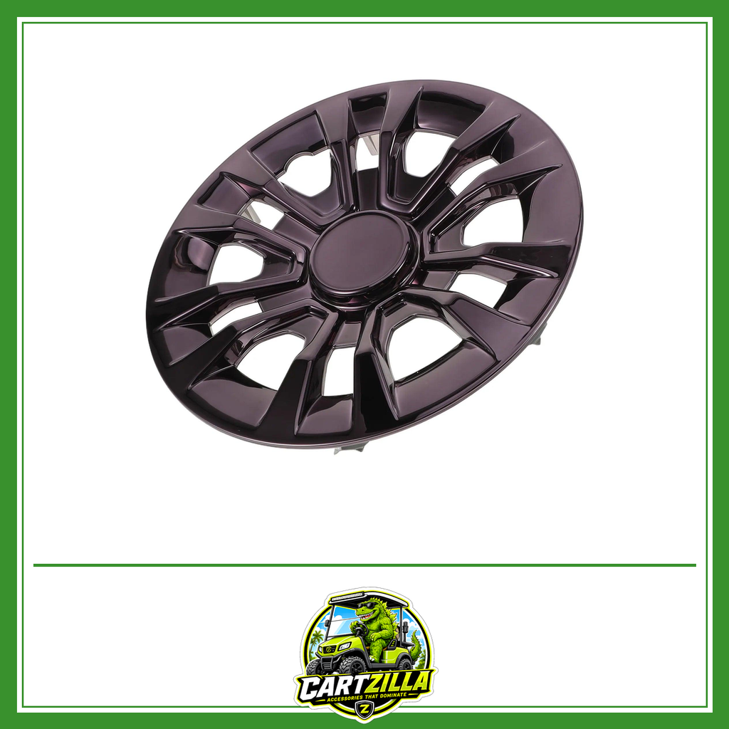 8" Black Golf Cart Wheel Center Hub Caps – Decorative Rim Protective Cover (Single)-Cartzilla LLC