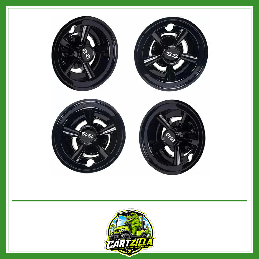 8" Black Golf Cart Wheel Covers – Universal Fit for EZGO, Club Car & Yamaha (Set of 4)-Cartzilla LLC