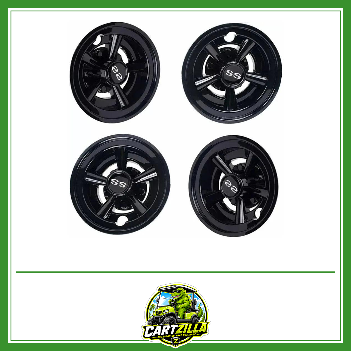 8" Black Golf Cart Wheel Covers – Universal Fit for EZGO, Club Car & Yamaha (Set of 4)-Cartzilla LLC