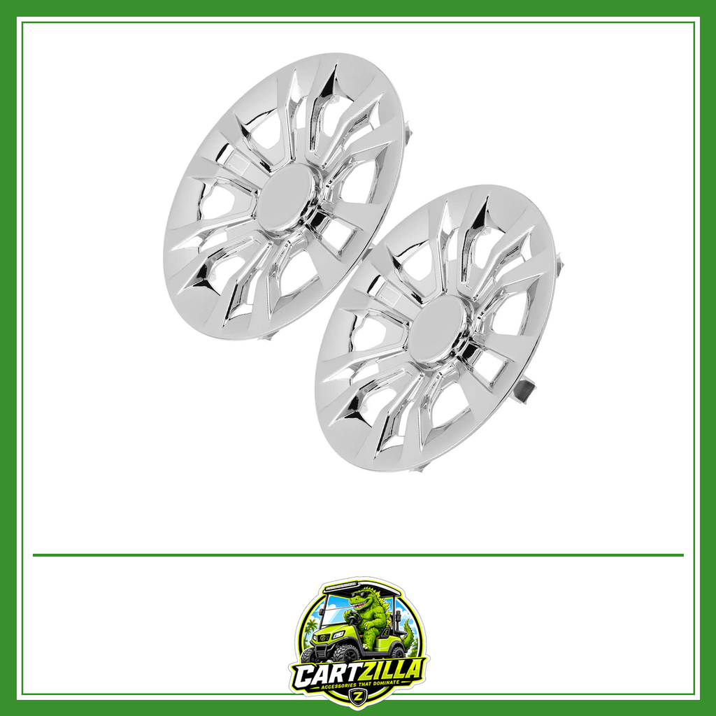 8.72" Chrome Golf Cart Hub Caps – Universal Wheel Center Covers (Set of 2)-Cartzilla LLC