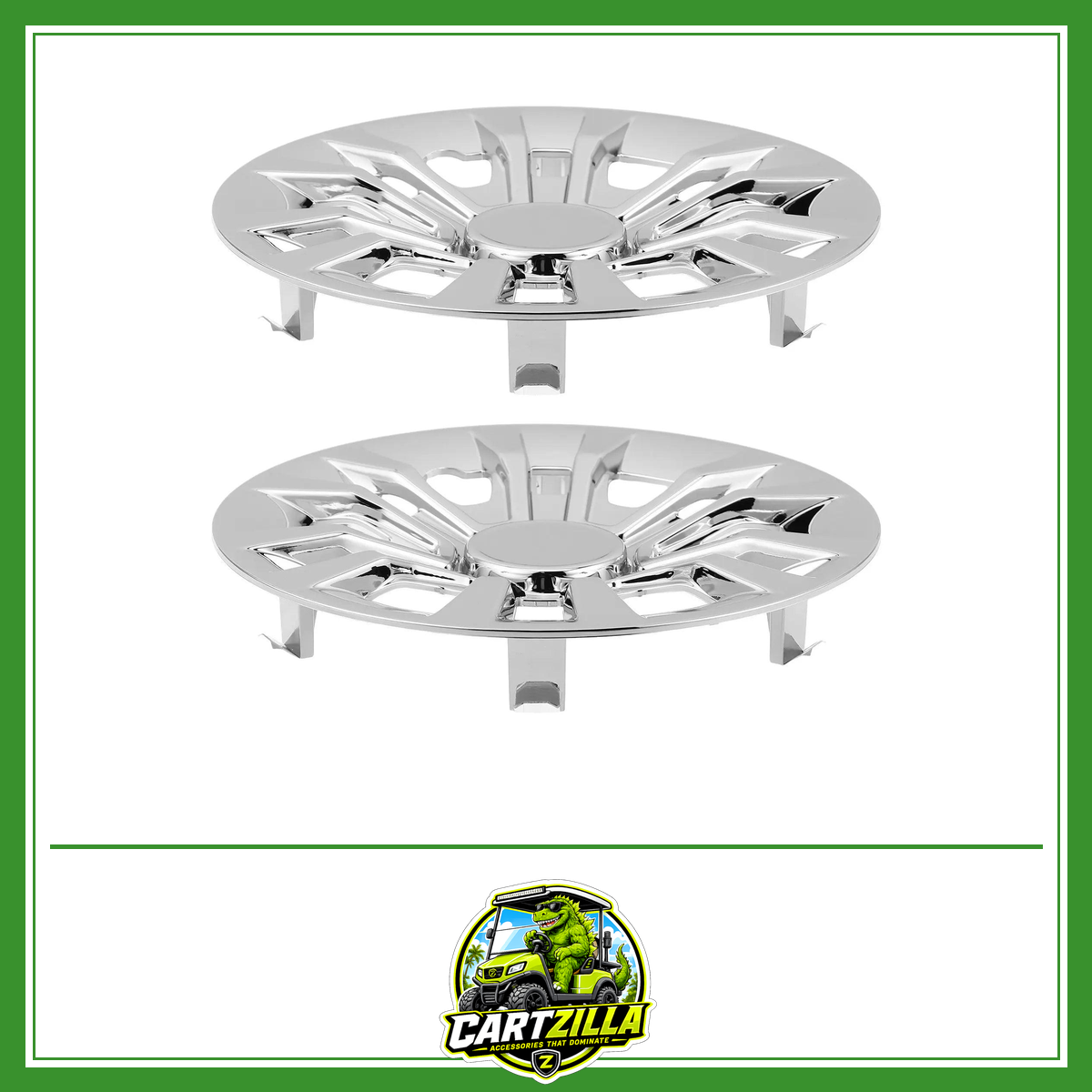 8.72" Chrome Golf Cart Wheel Hub Caps – Universal Rim Replacement Covers (Set of 2)-Cartzilla LLC