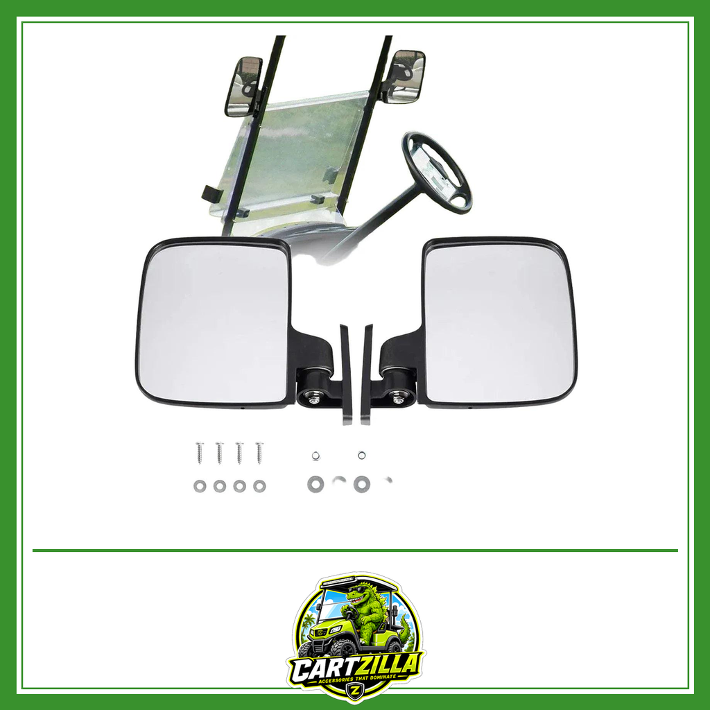A pair of golf cart side mirrors, side mirrors, reverse mirrors, rearview mirrors, and reflective mirrors-Golf Cart Mirrors-Cartzilla LLC