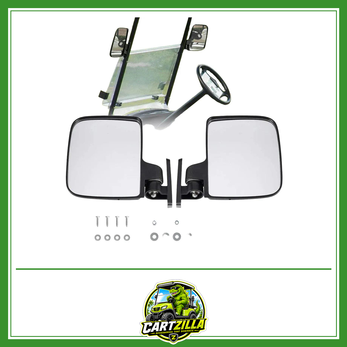 A pair of golf cart side mirrors, side mirrors, reverse mirrors, rearview mirrors, and reflective mirrors-Golf Cart Mirrors-Cartzilla LLC