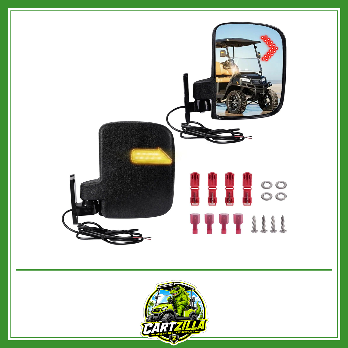 Golf Cart Side Rear View Mirrors With Blinkers Turn Signal For Club Car, YAMAHA, EZGO-Cartzilla LLC