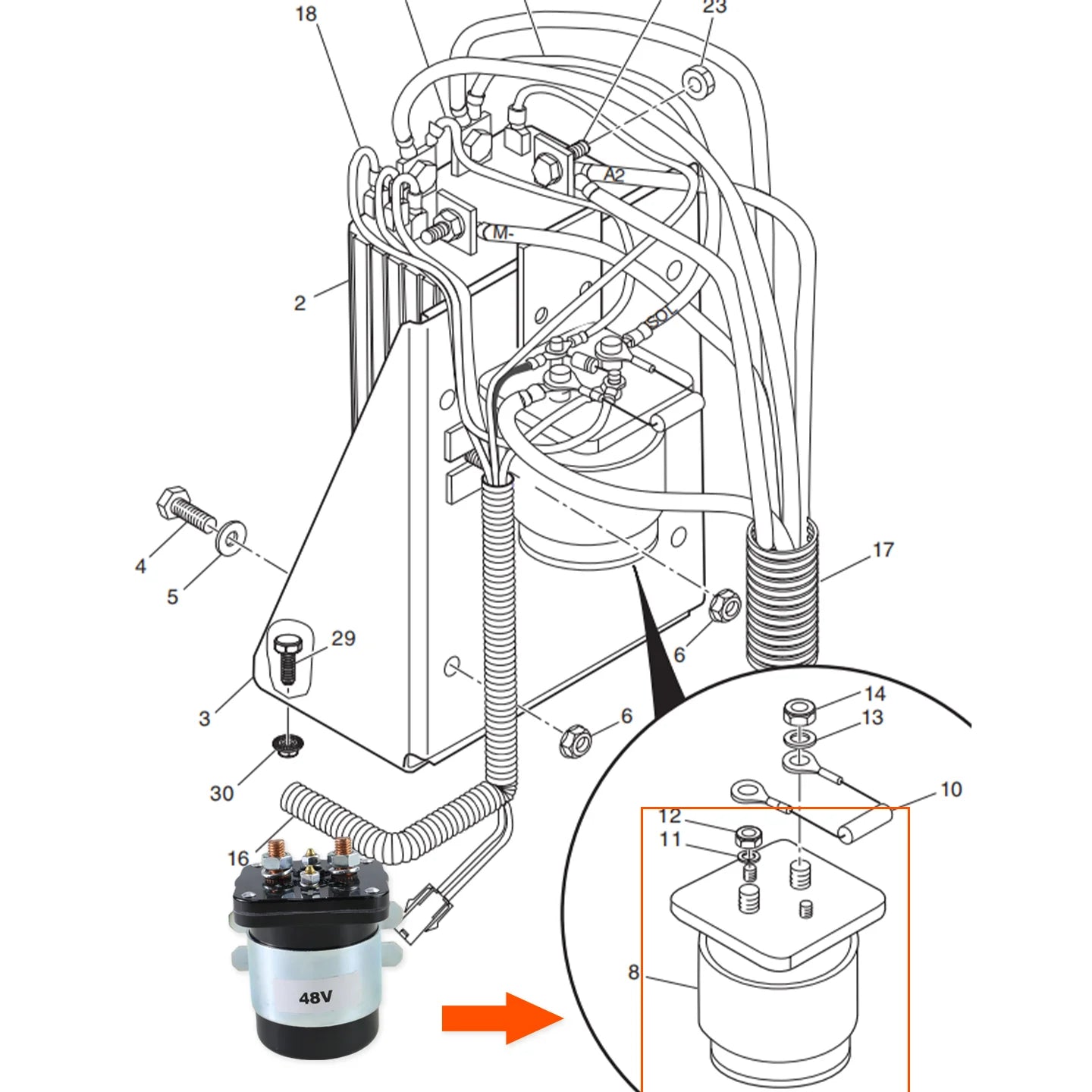Heavy Duty Solenoid Contactor | EZGO TXT | 48V-Cartzilla Golf Cart Parts &amp; Accessories