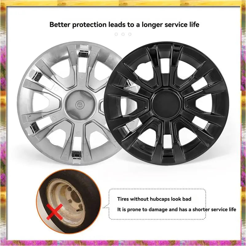 8" Black & Silver Golf Cart Wheel Covers – Chrome Finish Universal Hub Caps (Set of 4)
