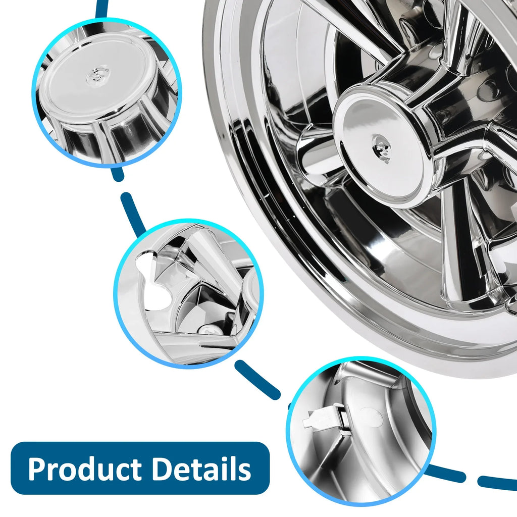 8" Chrome Plated Golf Cart Hub Caps – Fits EZGO, Club Car & Yamaha (Set of 4)