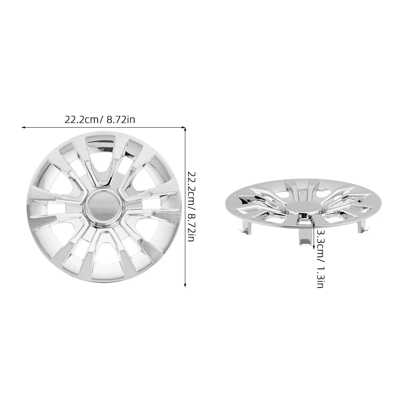 8.72" Chrome Golf Cart Hub Caps – Universal Wheel Center Covers (Set of 2)