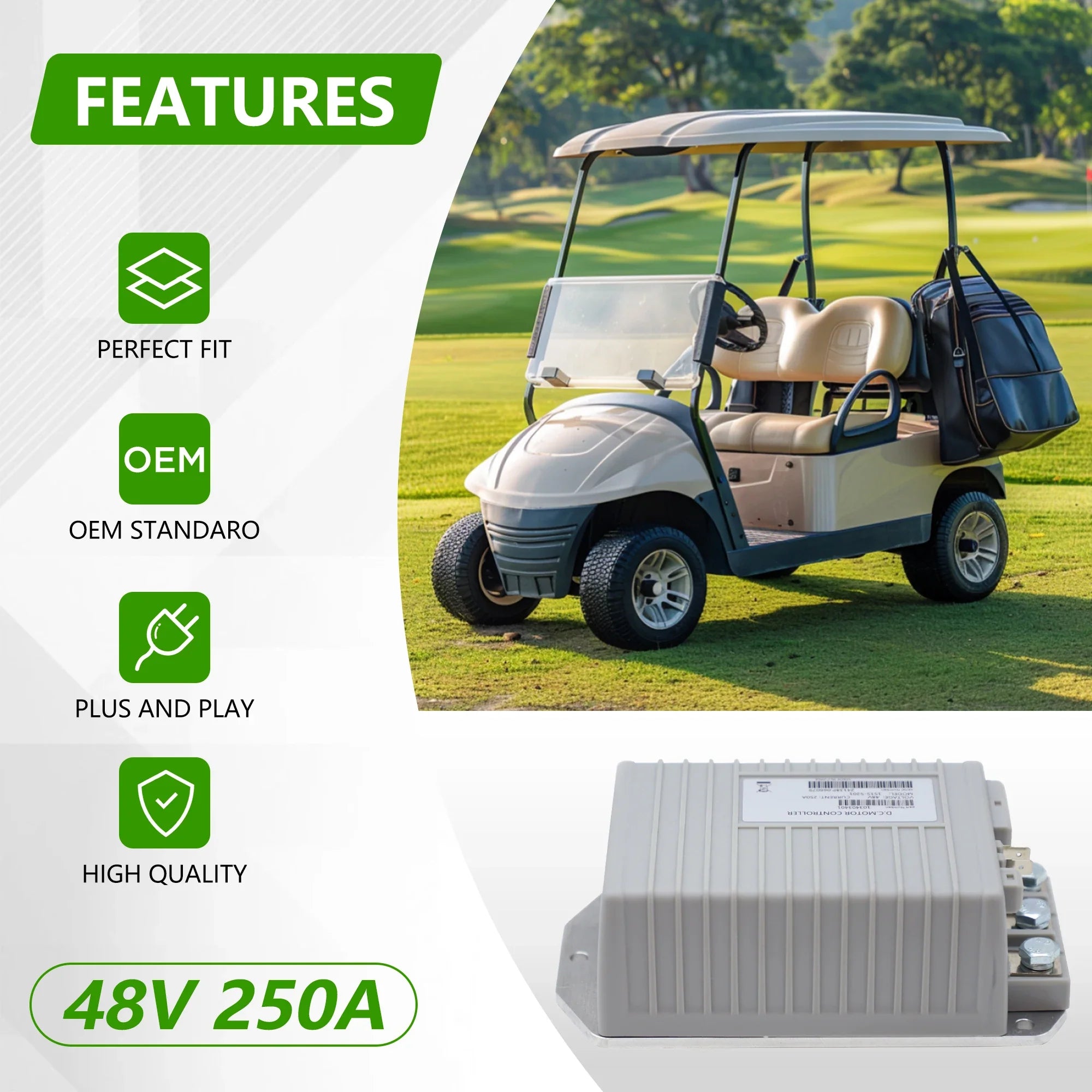48V 250A Golf Cart Motor Controller for Club Car DS & Precedent (2009+) – Curtis 1515-5201 EXCEL