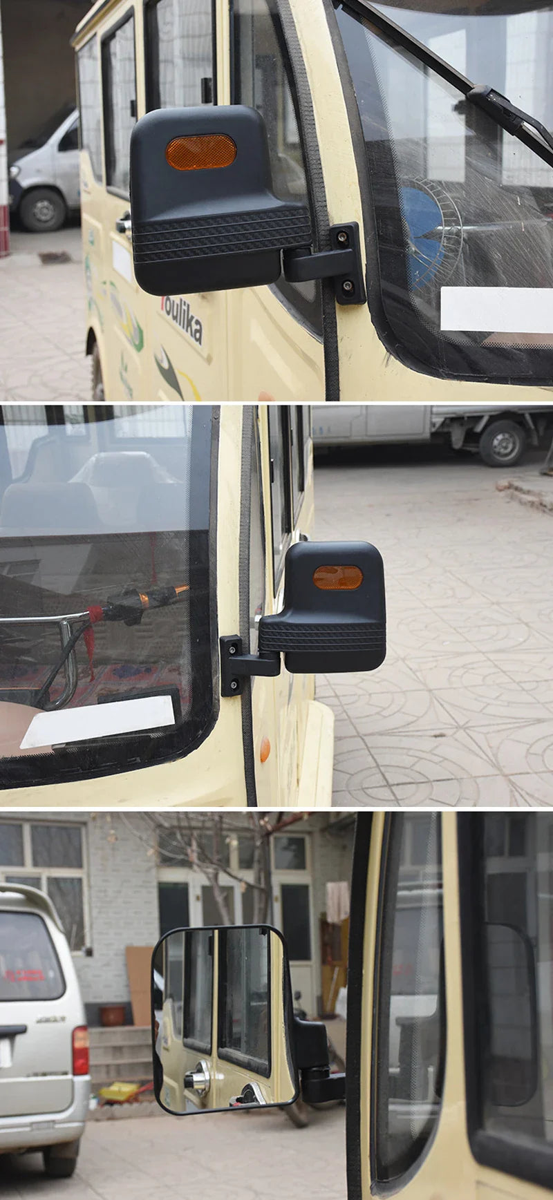 1 Pair Car Side Rearview Mirror Adjustable Wide-Angle Rear View Mirror for Tricycle Golf Cart 18.7cmx14cm