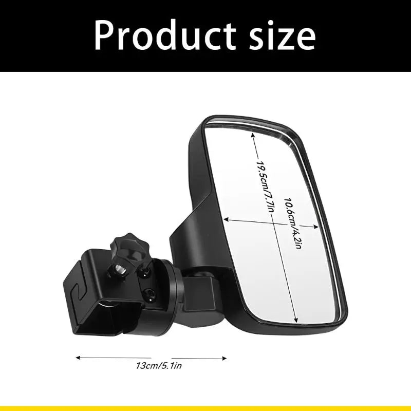 Golf Cart Rearview Mirror Plastic Easy Mount 1-1.25in Square Rail