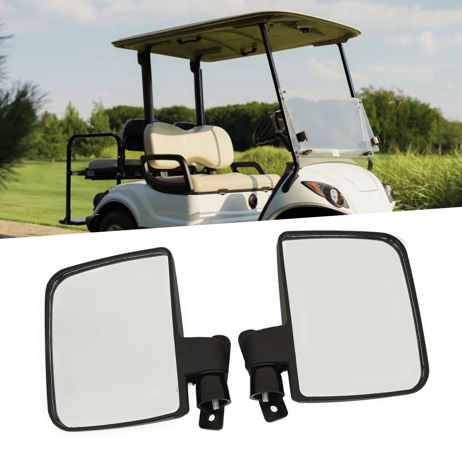 2 Pack Golf Cart Mirrors Club Car Side View Mirror Convex Golf Cart Rearview Mirror Easy Installation for Yamaha Club Car EZGO