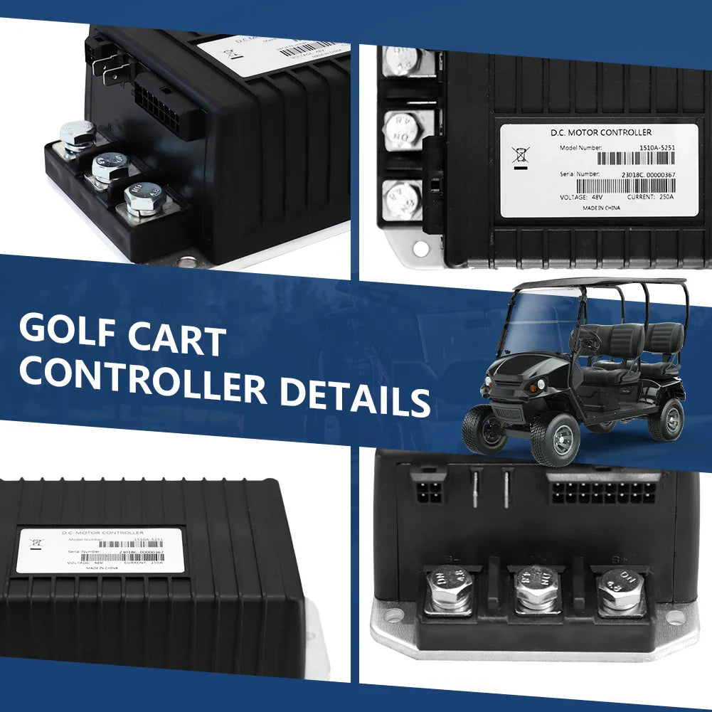 48V 250A Golf Cart Motor Controller for Club Car Precedent DS Carryall & XRT – Replaces Curtis 1510A-5251 - 1510A-5251