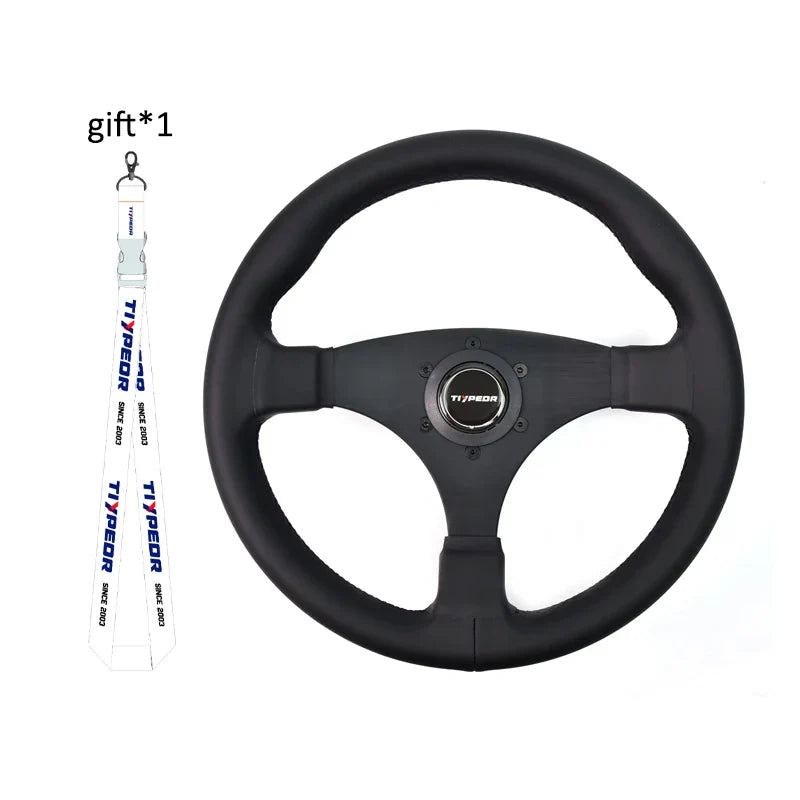 330mm Universal Microfiber Leather Sport Steering Wheel – 42mm Deep, Black