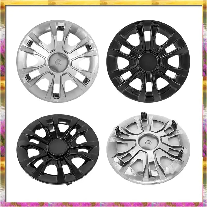 8" Black & Silver Golf Cart Wheel Covers – Chrome Finish Universal Hub Caps (Set of 4)