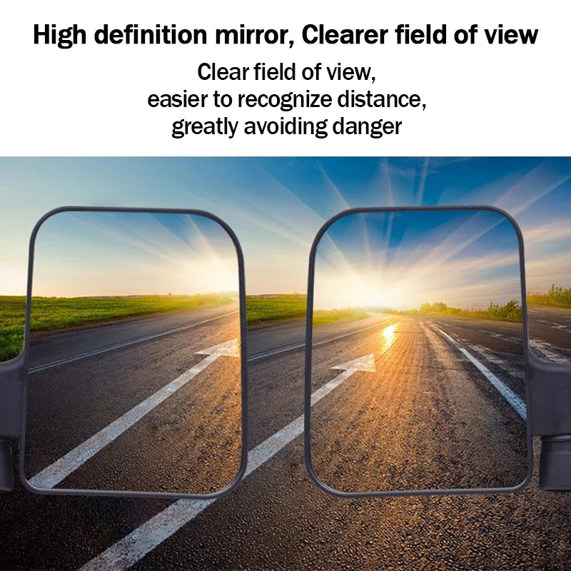 1 Pair Car Side Rearview Mirror Adjustable Wide-Angle Rear View Mirror for Tricycle Golf Cart 18.7cmx14cm