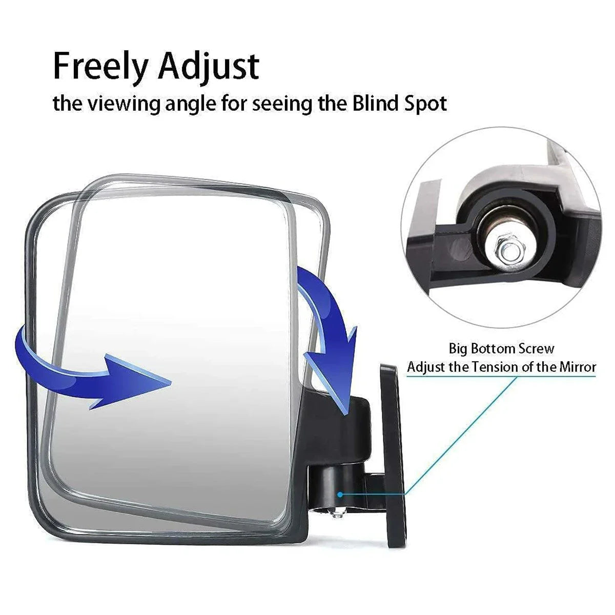 A pair of golf cart side mirrors, side mirrors, reverse mirrors, rearview mirrors, and reflective mirrors