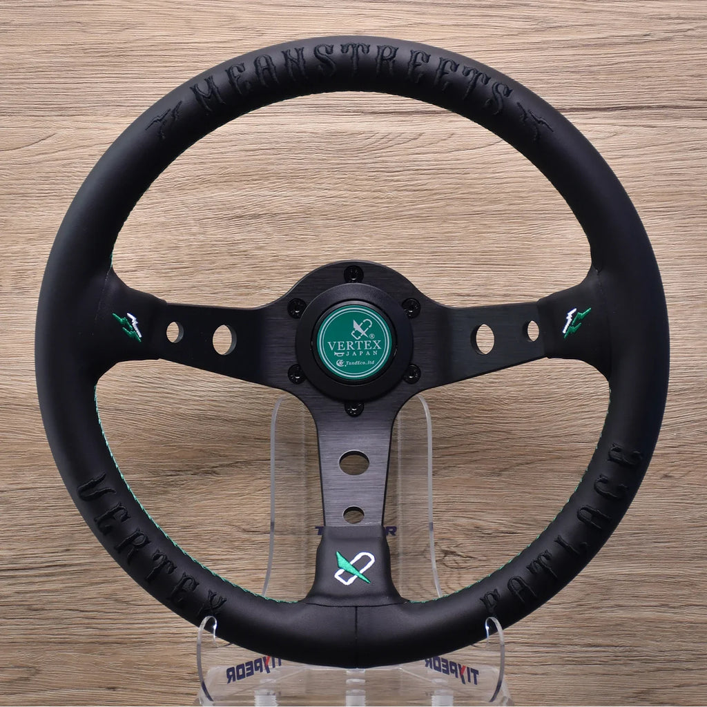 330mm Leather Aluminum Racing Drift Steering Wheel – Universal Golf Cart & Car Fit