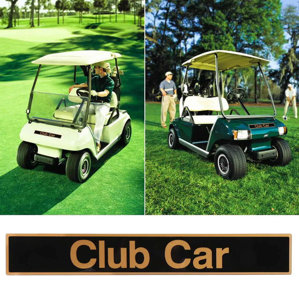 Club Car Front Name Plate/Emblem for Precedent Golf Cart Models, Replaces OEM # 102502601- Black/Gold