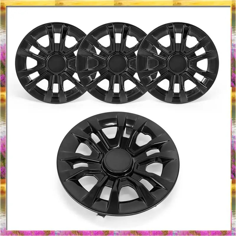 8" Black & Silver Golf Cart Wheel Covers – Chrome Finish Universal Hub Caps (Set of 4)
