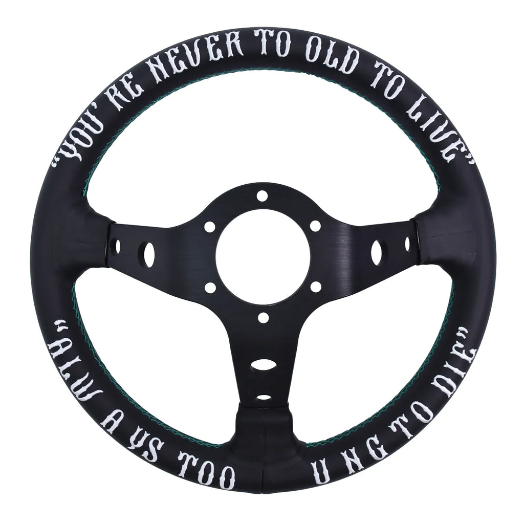 330mm Leather Aluminum Racing Drift Steering Wheel – Universal Golf Cart & Car Fit