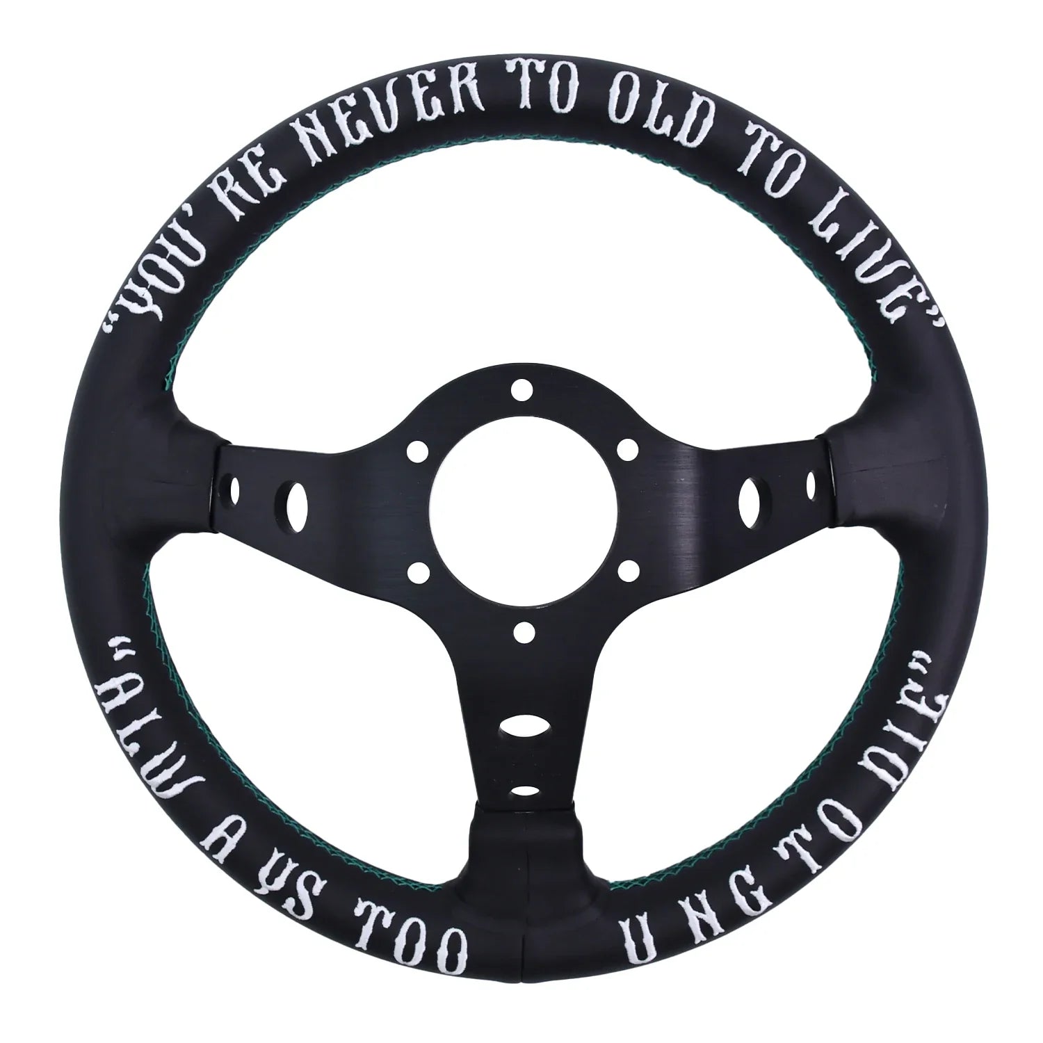 330mm Leather Aluminum Racing Drift Steering Wheel – Universal Golf Cart & Car Fit