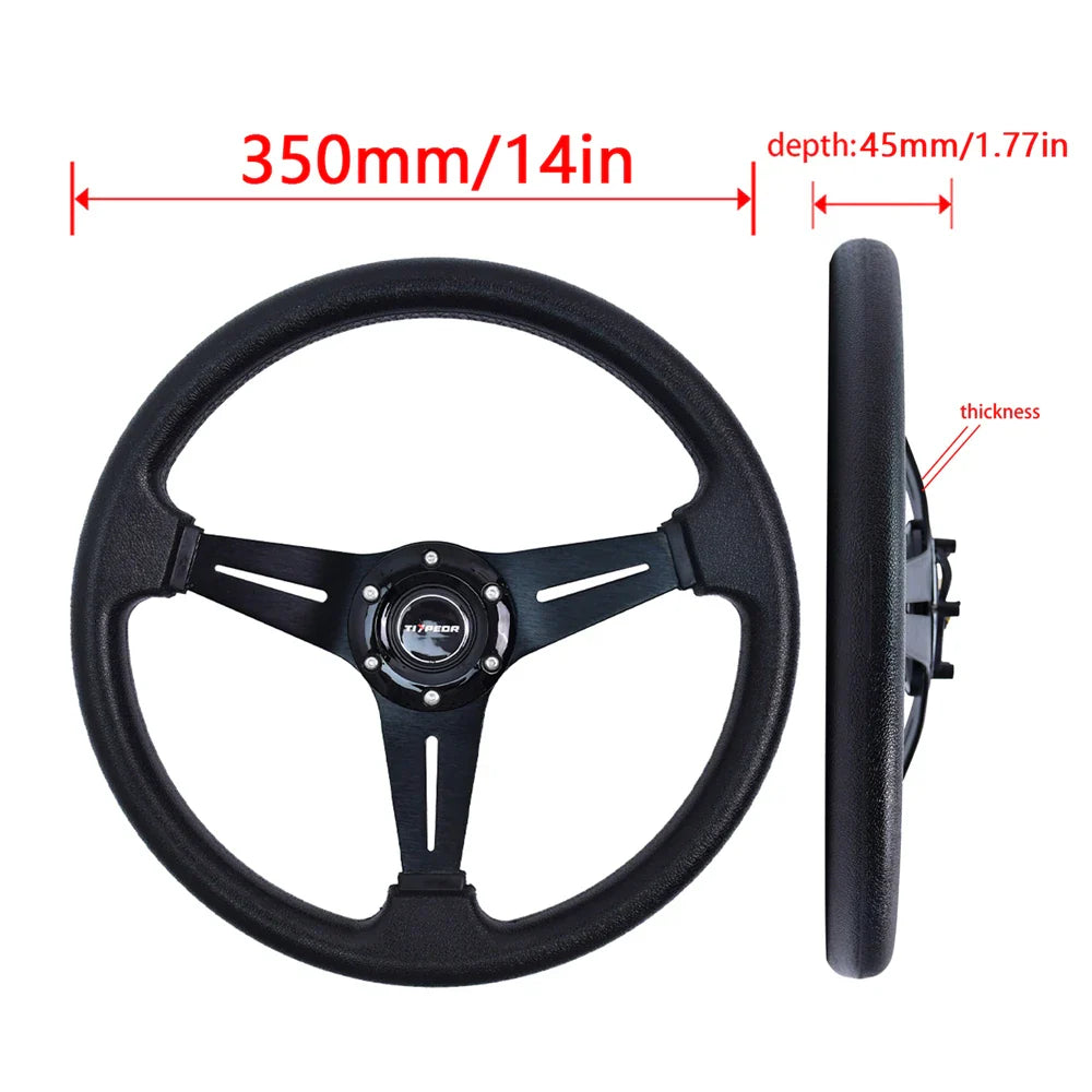 TIYPEOR 350mm/14inch 6 Holes Racing Steering wheels for Golf Cart