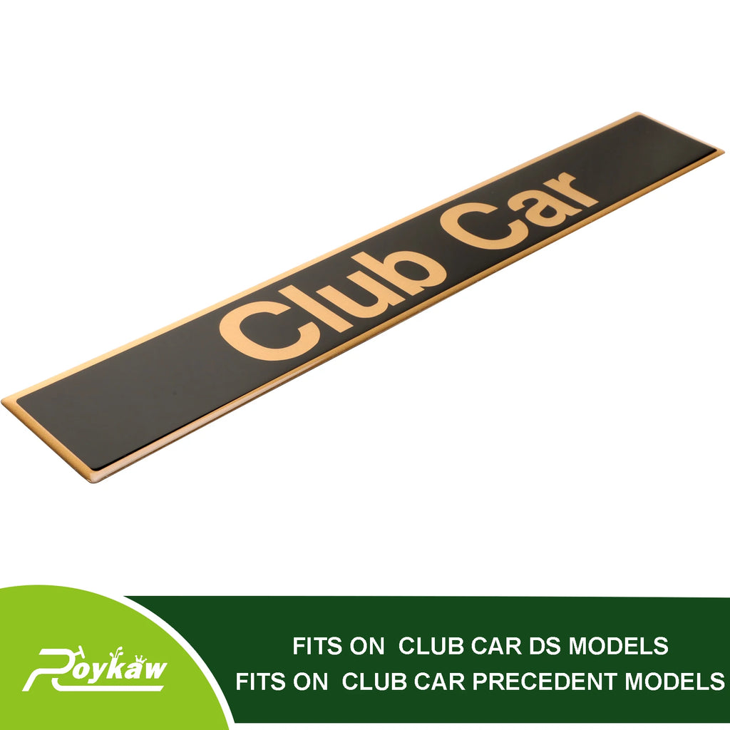 Club Car Front Name Plate/Emblem for Precedent Golf Cart Models, Replaces OEM # 102502601- Black/Gold
