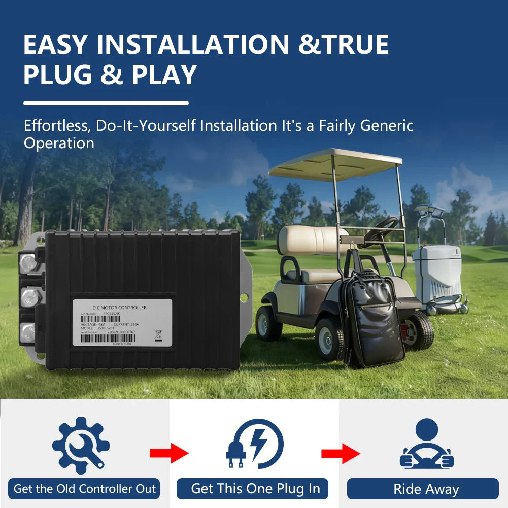 48V 250A Golf Cart Motor Controller for Club Car DS Precedent & Villager 4 – Replaces Curtis 1510-5201 - 1510-5201