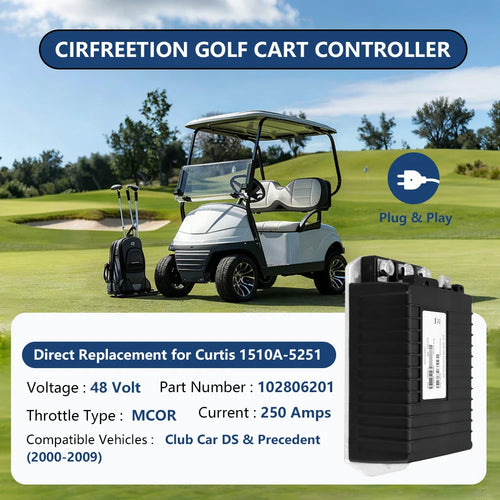 48V 250A Golf Cart Motor Controller for Club Car Precedent DS Carryall & XRT – Replaces Curtis 1510A-5251 - 1510A-5251