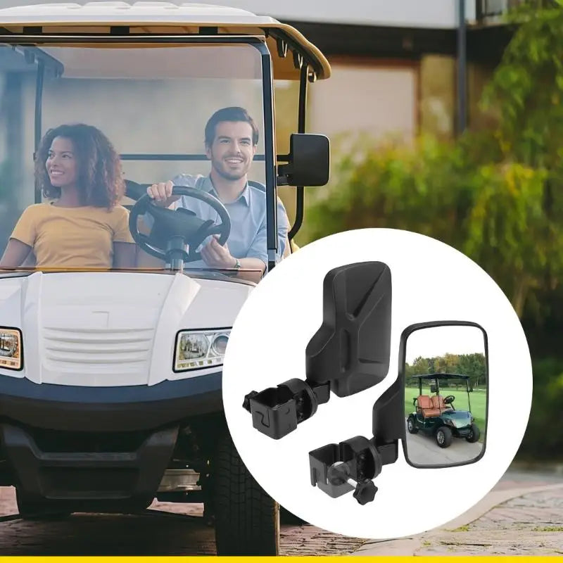 Golf Cart Rearview Mirror Plastic Easy Mount 1-1.25in Square Rail