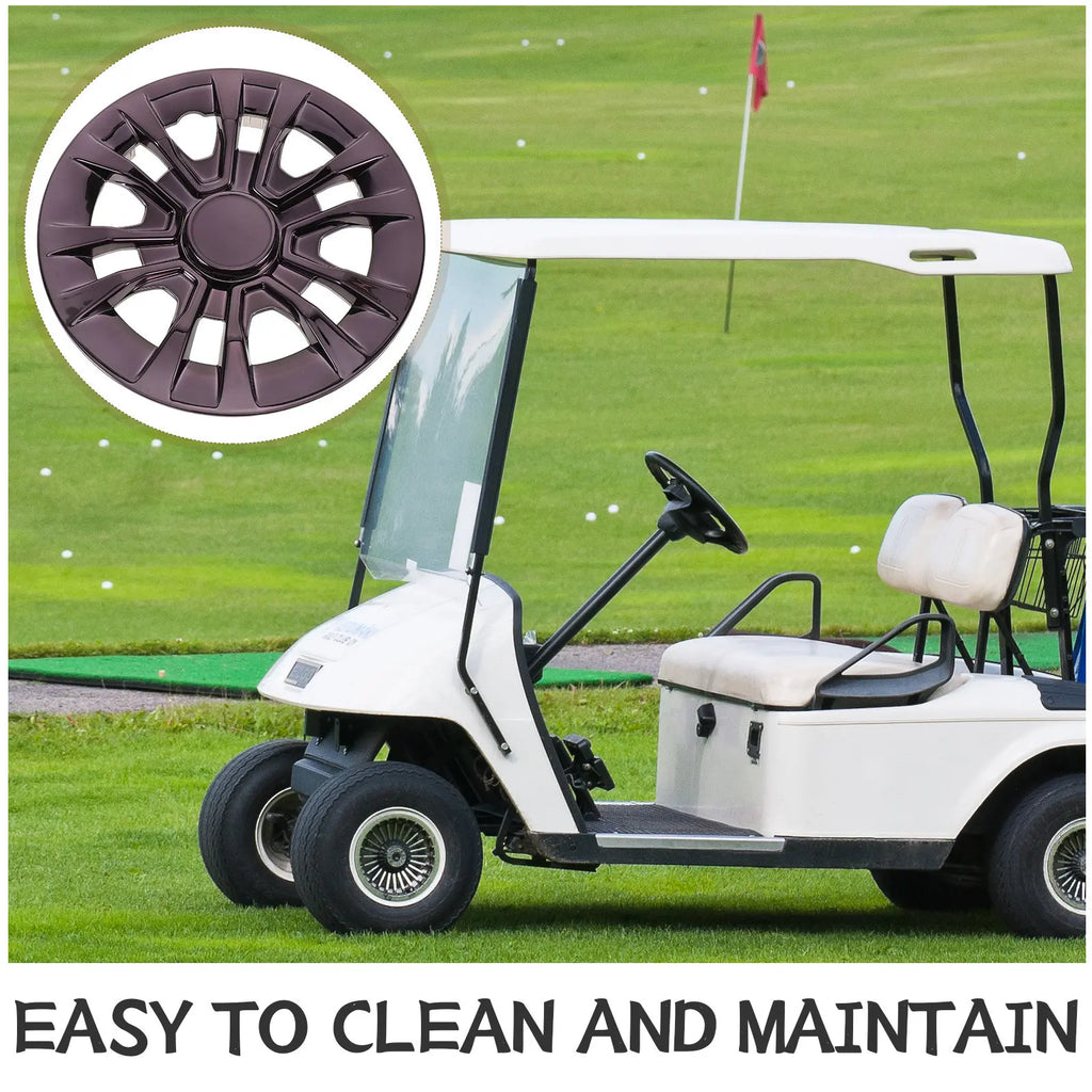 8" Black Golf Cart Wheel Center Hub Caps – Decorative Rim Protective Cover (Single)