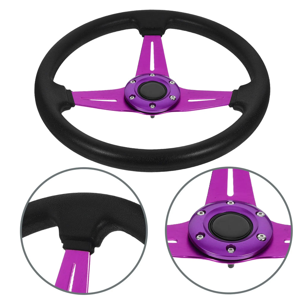 Aluminum Alloy PU Leather Golf Cart Steering Wheel – 13 Inch 320mm Universal Fit