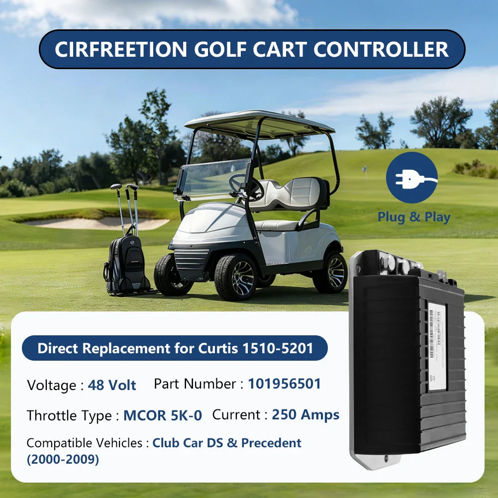 48V 250A Golf Cart Motor Controller for Club Car DS Precedent & Villager 4 – Replaces Curtis 1510-5201 - 1510-5201
