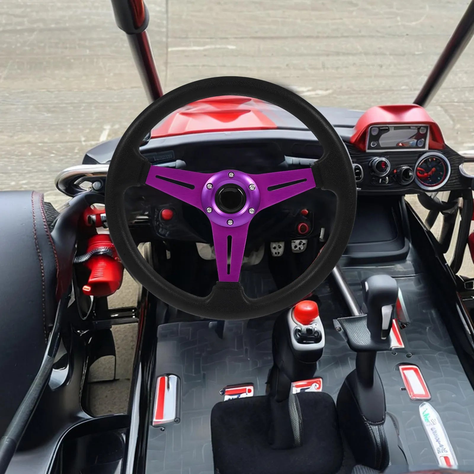 Aluminum Alloy PU Leather Golf Cart Steering Wheel – 13 Inch 320mm Universal Fit