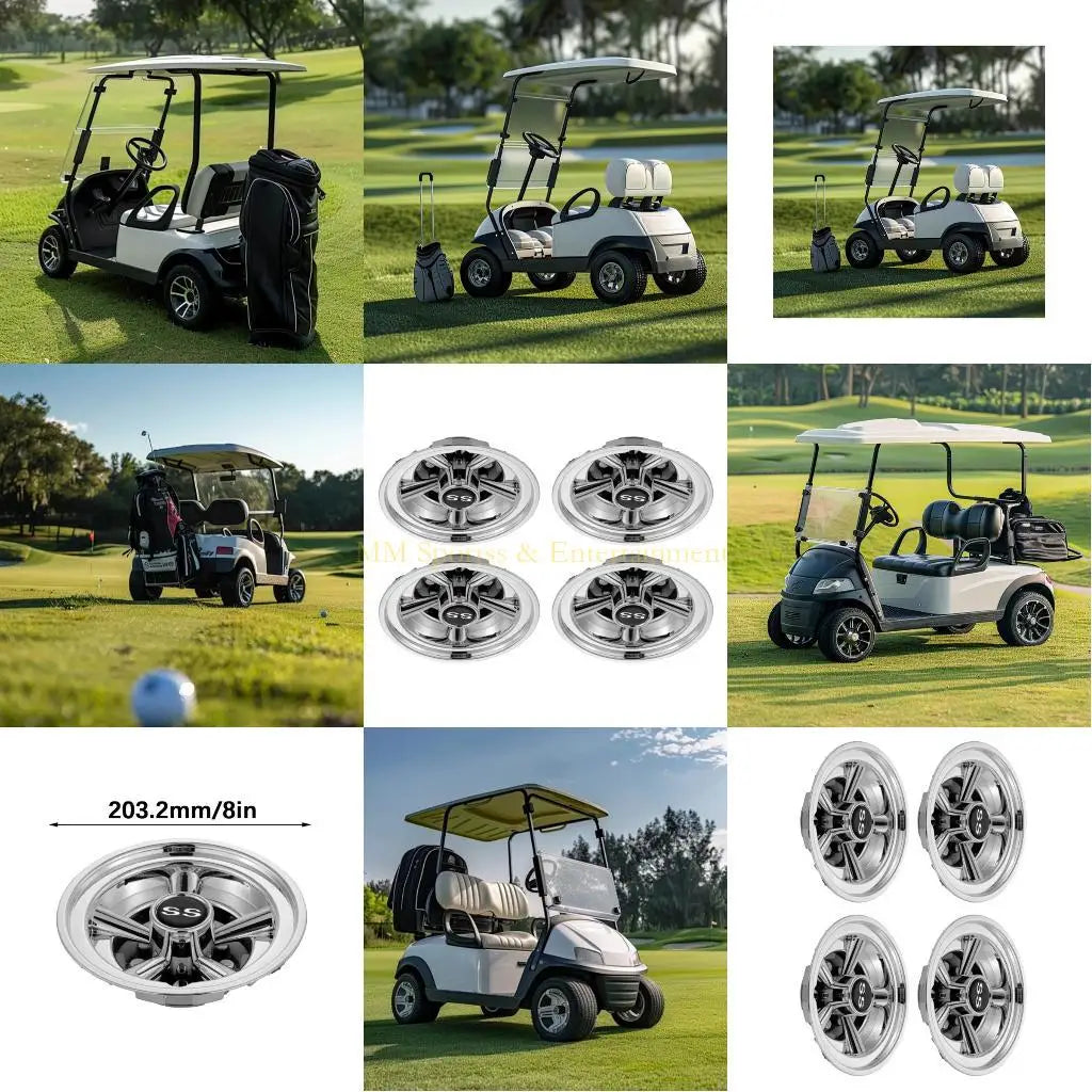 8" Golf Cart Hub Caps – Lightweight ABS Universal Wheel Covers (Set of 4)