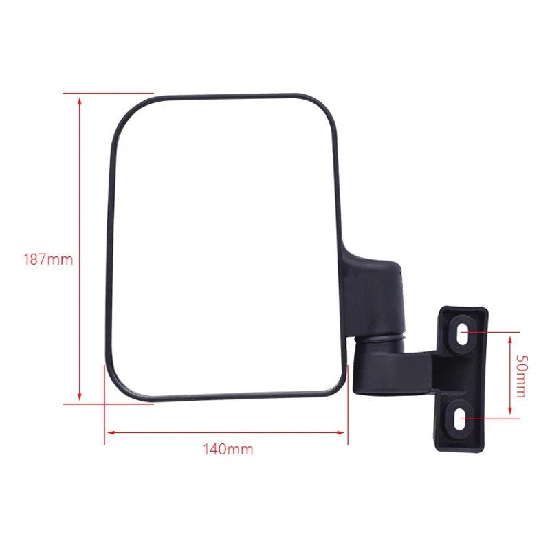 1 Pair Car Side Rearview Mirror Adjustable Wide-Angle Rear View Mirror for Tricycle Golf Cart 18.7cmx14cm