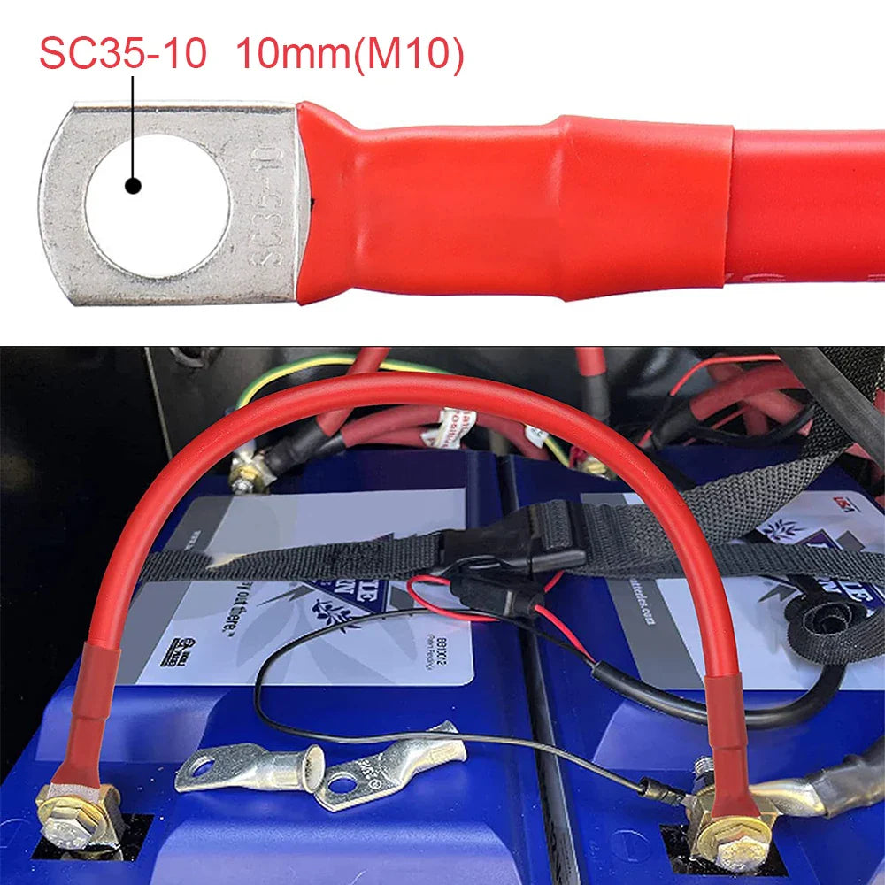 2AWG Car Battery Connector Power Inverter Cables Marine Battery Cable With Lug PVC Insulated Jacket For Auto Boats 30cm