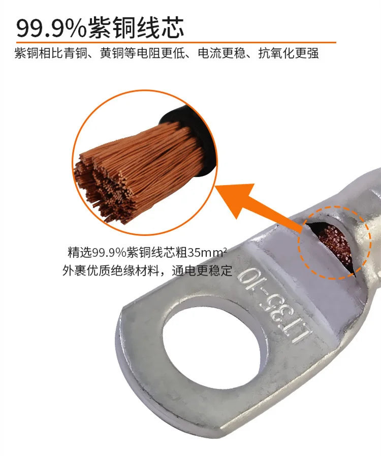 2AWG New Energy Vehicle Battery Connection Cable Battery Extension Cord Power Inverter Cable Solar Accessories for Cars, Solar