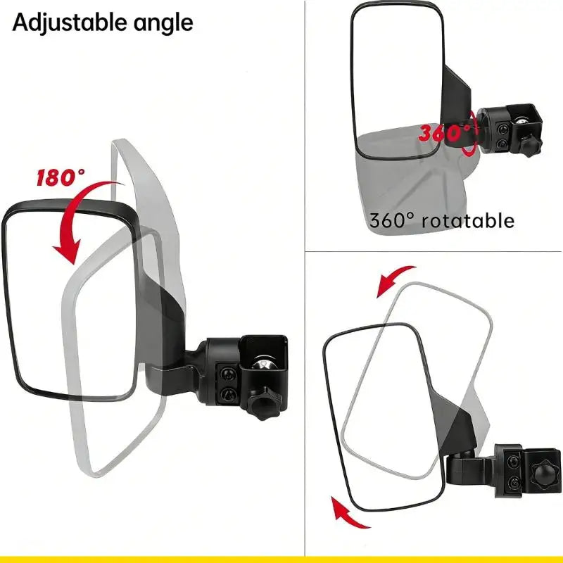 Golf Cart Rearview Mirror Plastic Easy Mount 1-1.25in Square Rail